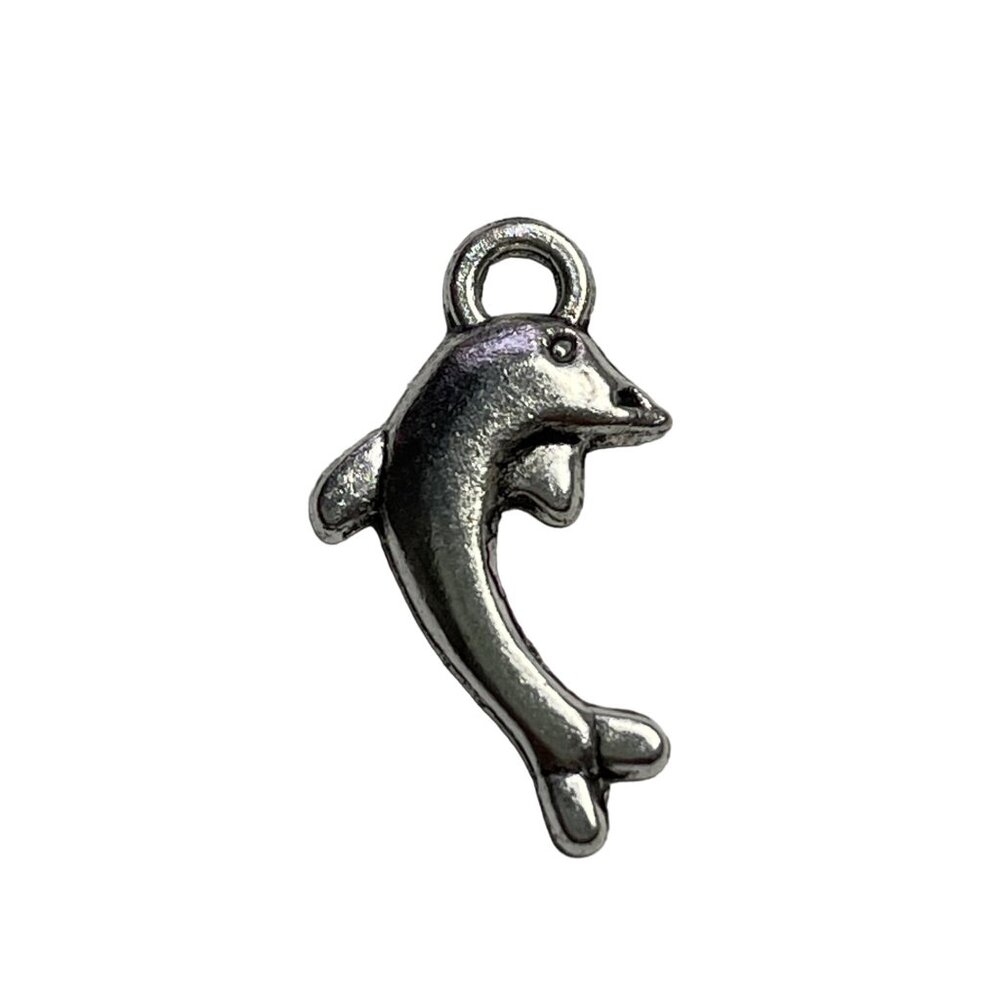Dolphin Pendant Silver Tone Charm Bracelet Necklace Jewelry Craft Dangle u Nauti